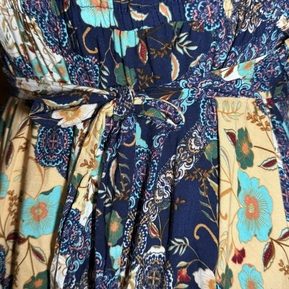 🌻 Abel The Label Anthropologie Ghandi Blue Floral Maxi Dress size Small - Picture 12 of 12